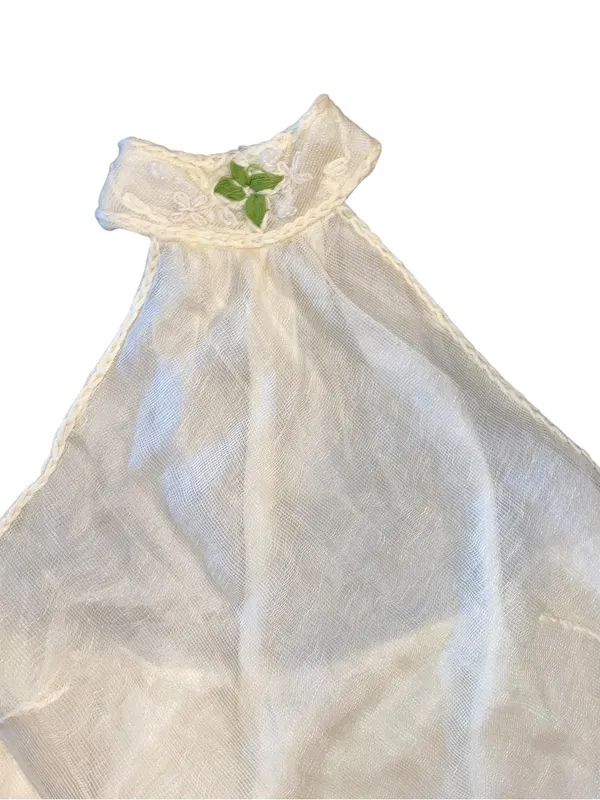 vintage Y2k Max Studio halter mock neck top cream sheer overlay Linen Resortwear - Image 13