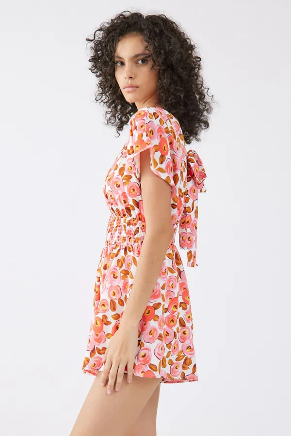 Urban Outfitters Kiss The Sky Floral V-Neck Romper - Image 2