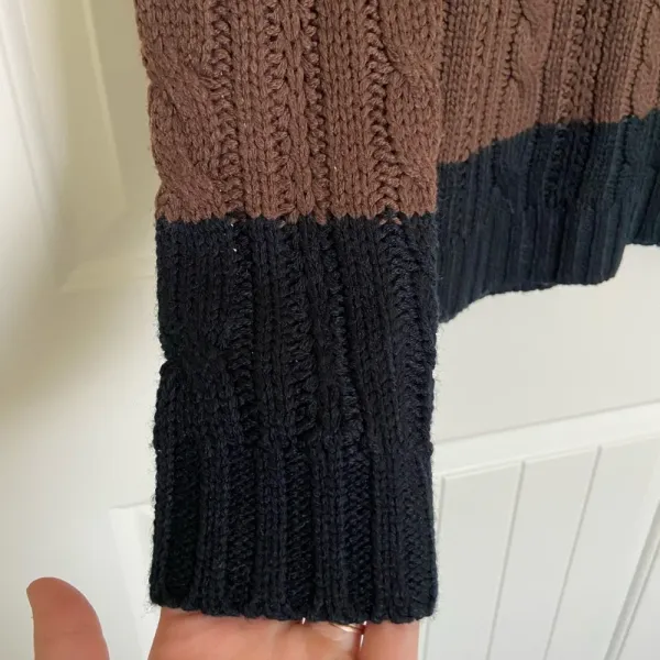 EUC | Poof Excellence women’s neutral colored striped acrylic sweater‎ — medium - Image 3