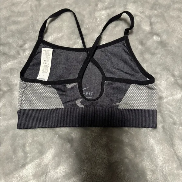 Nike Charcoal and Light Gray Dri-FIT Sports Bra - Image 2