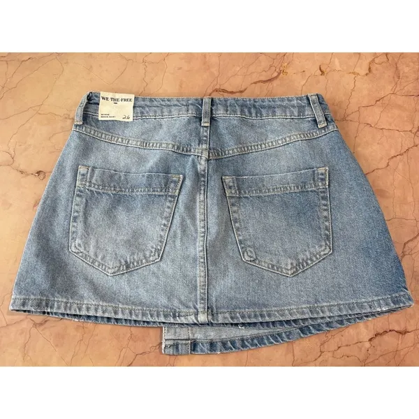 Free People x We The Free Wynne Denim Skirt in Light Indigo 26 New Womens Jean - Image 8
