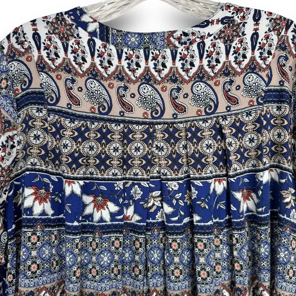 Altard State Boho Mini Dress Tunic Long Sleeve Paisley Print Lightweight Medium - Image 7