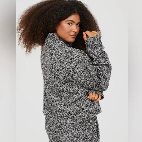 OFFLINE By Aerie Snowday Mock Neck Sweater Pullover Gray‎ Black Speckled XL - Image 3