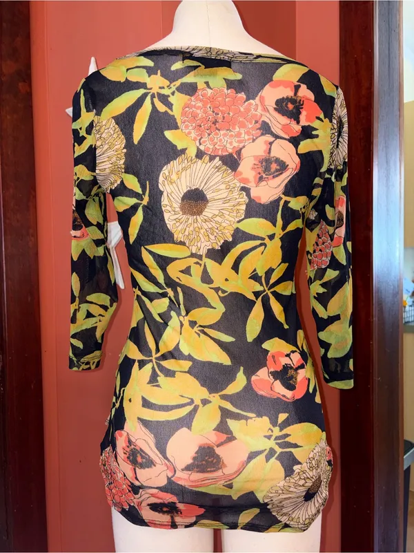 Karen Kane Black Floral Mesh Long Sleeve - Image 5