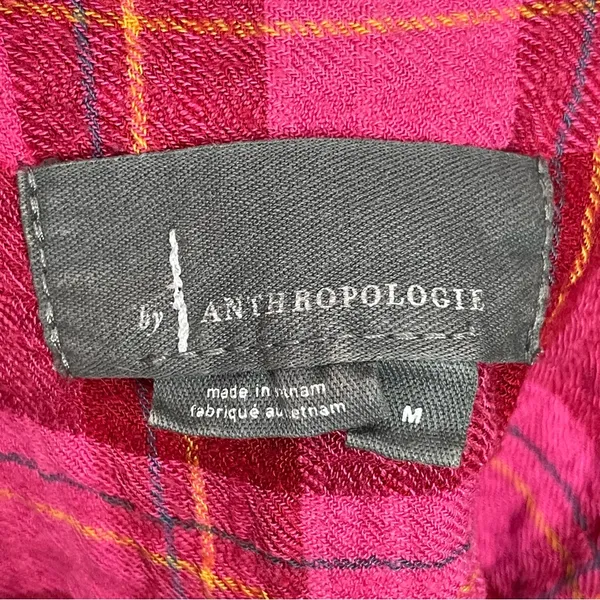 Anthropologie Isadora Button-Back Tunic Posy Pink Shirt‎ Blouse Top Plaid Medium - Image 16