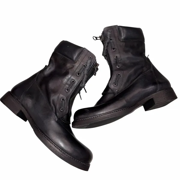 Vintage Foundry Co. Black Leather FILO Combat Boots Shoes 8.5 NO INSOLES - Image 6
