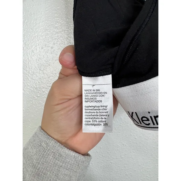 Calvin Klein Modern Cotton Unlined Bralette Black White‎ F3785 Womens Small - Image 4
