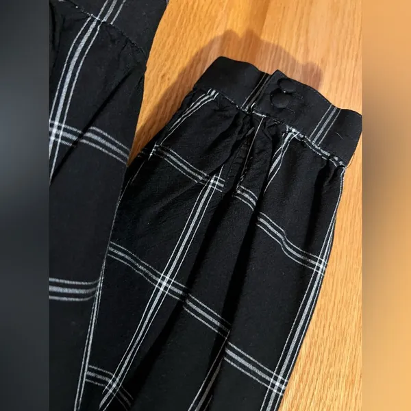 Madewell Viscose Wrap Side Tie Cropped Top in Black & White Windowpane Size XXS‎ - Image 12