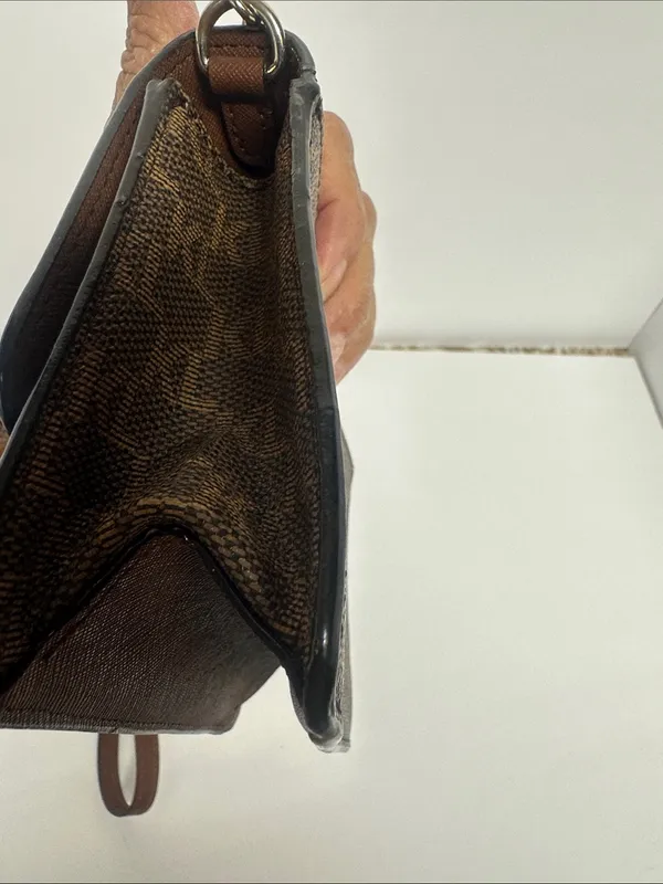 Karl Lagerfeld Connie Brown Monogram Crossbody with Gold Chain - Image 7