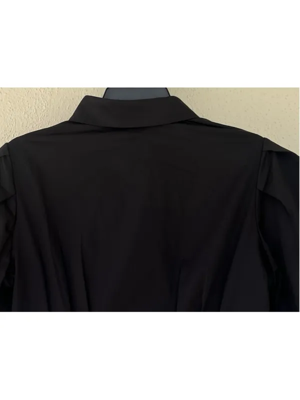 Tuckernuck Black Delaney Dress M Collar Puff Sleeve Classic Elegant Business - Image 10