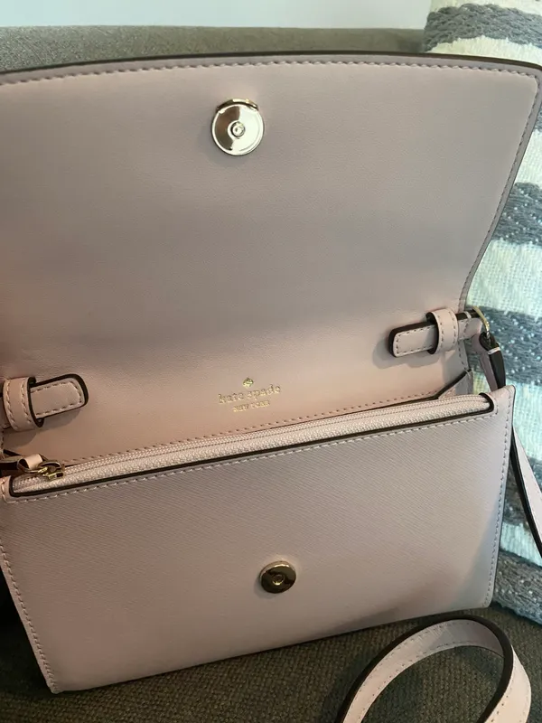 New York Perry Leather Crossbody Bag Pale Amethyst - Image 7