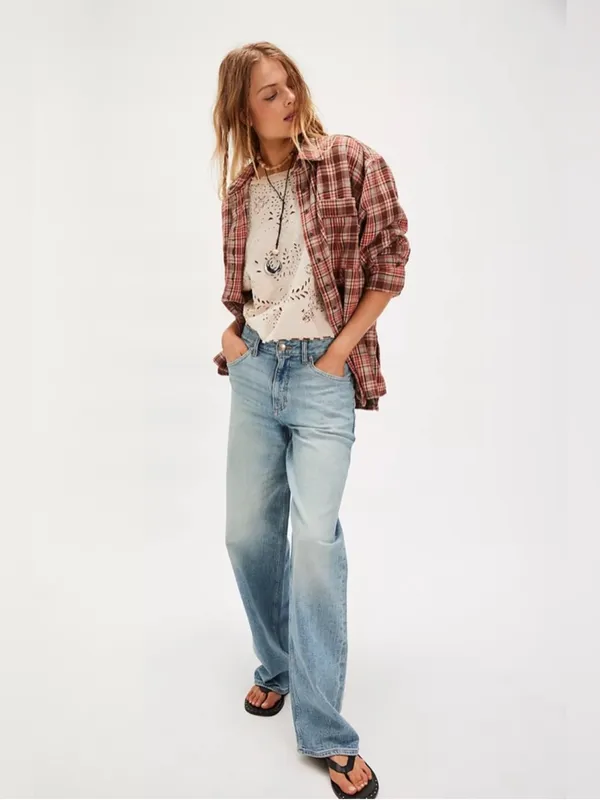 NWT! We The Free Brown, Rust & Pink Plaid Shirt Jacket - Image 3