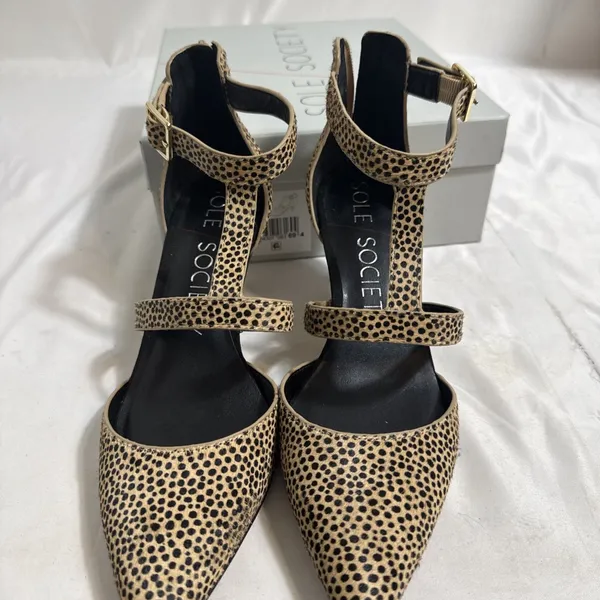 Sole Society Dotted Haircalf Heels Shoes Womens 8 1/2M Pointed Toe Zip In Box - Image 2