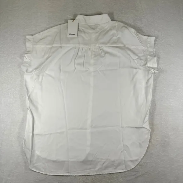 Quince Vintage Wash Tencel Camp Shirt White Short Sleeve Button‎ Down Small NEW - Image 7