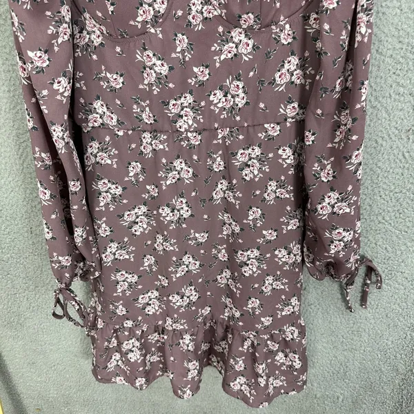 Lily Rose Mini Dress Womens‎ Large Mauve Pink Floral Cottagecore Ruffle Sleeve - Image 8
