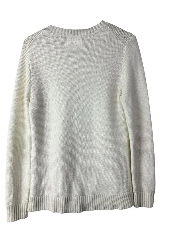 J. Crew Ivory White Classic Crewneck Cotton & Wool Blend Sweater S - Image 2