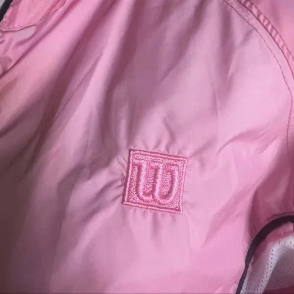 Vintage Wilson women's Pink And White windbreaker L Pickleball Tennis Retro 80’s - Image 2