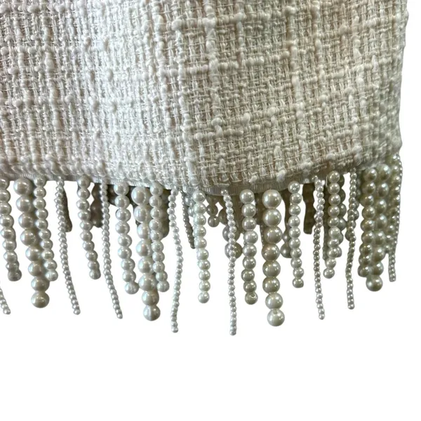 NWT Jason Wu Ivory Tweed Textured Pearl Fringe Mini Dress Size Small - Image 7
