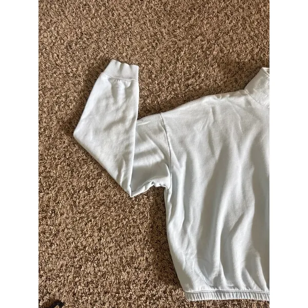 American Eagle Light Blue Quarter-Zip Slightly‎ Cropped Sweatshirt Size Medium - Image 4