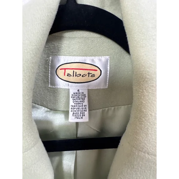 Talbots Sage Green Wool Cashmere Blend Double Breasted Pea Coat Size 4 Italian - Image 3
