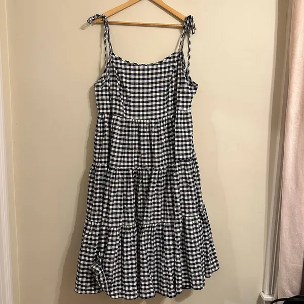 SHEIN Blue Gingham Tiered Sun Dresses Size 2XL - Image 2