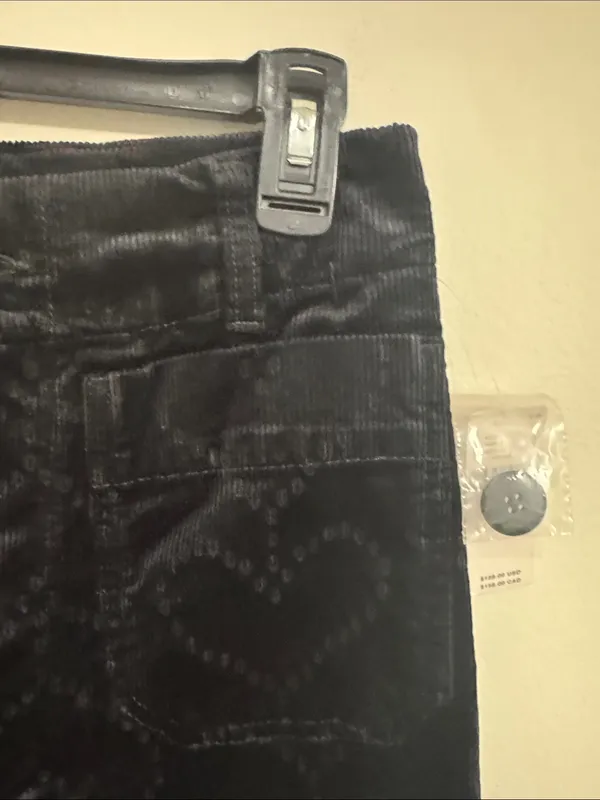 Maeve Anthropologie Colette Charcoal Heart Pattern Wide Leg Corduroy Pants 27T - Image 8
