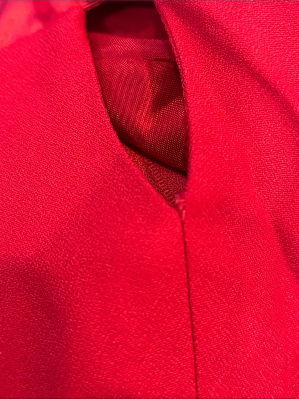 Vintage 80s Solid Red Fitted Full Length Cut Out Formal Dress Size 6 - Image 12