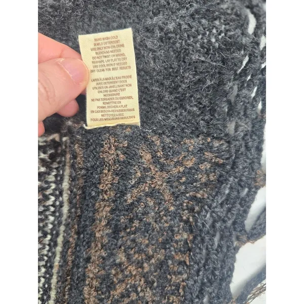 Free People Cardigan Womens M Wool Blend High Low Fringe Toggle Gray‎ EUC - Image 6