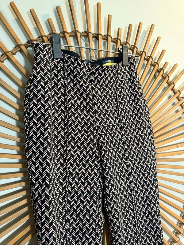 Anthropologie Maeve Margot Kick Flare Pull On Pants Stretch Patterned Workwear - Image 8