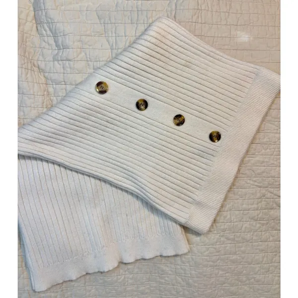 Forever 21 Ribbed Knit Button Front Tube Top Cream Off White Large - Image 4