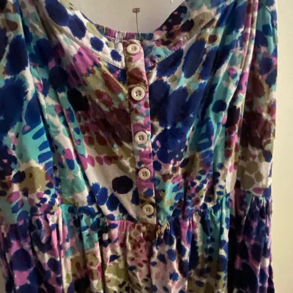 Womens Minidress L Large Mottled Print Tank Sundress Blue Purple Pink Bust 40” - Image 3