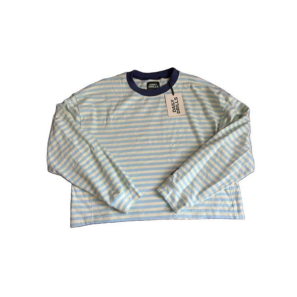 Daily Drills Women’s Malibu + Lemonade Striped Long Sleeve Top & Shorts Set M - Image 2