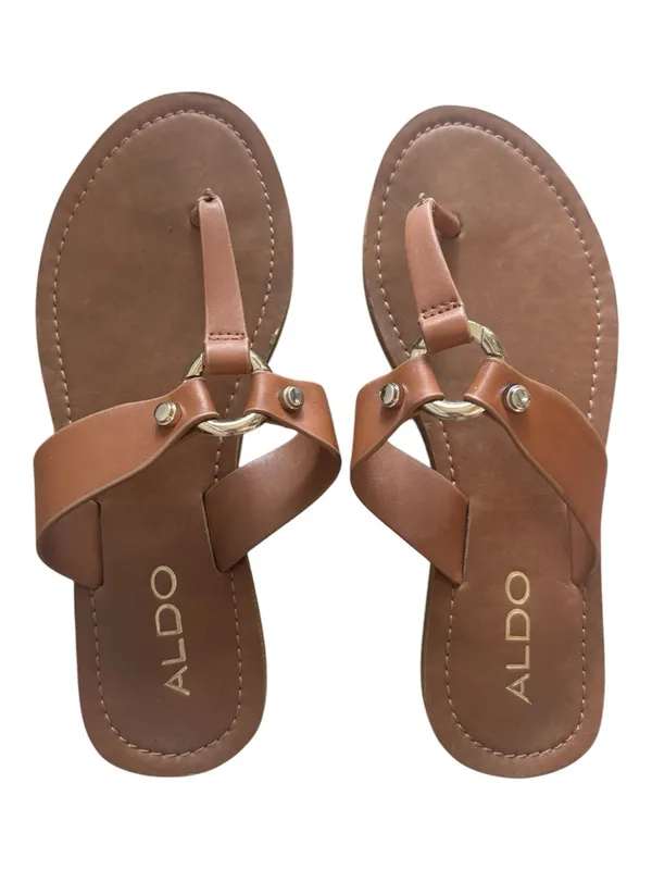 Aldo Tan Thong Sandals W/ Gold Accents - Image 4