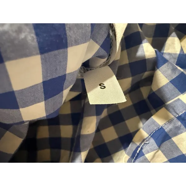 Reformation Blue White Gingham Off The Shoulder Button Down Shirt Womens Small‎ - Image 5
