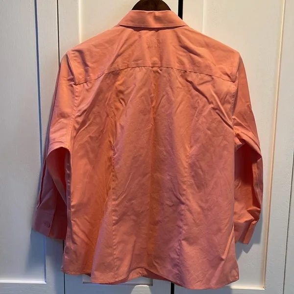 Alex Marie Peach Wrinkle Free Stretch Blouse 3/4 Sleeves Size 16 - Image 3
