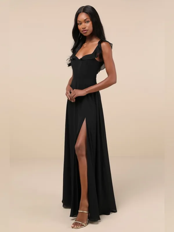 LULU’S Dreamy Admiration Black Ruffled Maxi Dress - Image 6