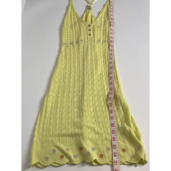 Free People Knit Mini Slip Dress Small Yellow Floral - Image 10