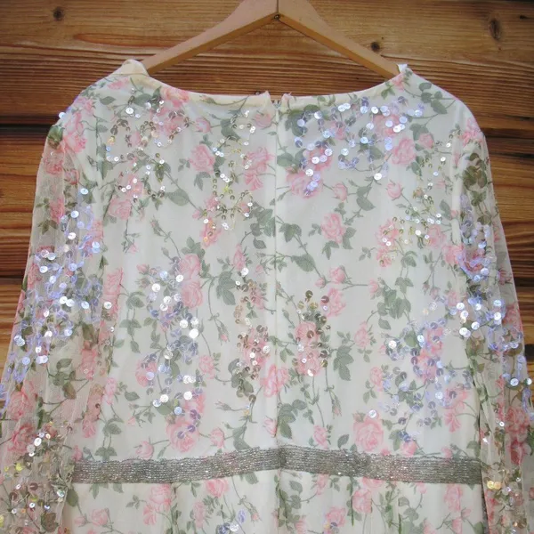 Mac Duggal 93788 Floral Beaded Sequin Midi Dress White Multi Size 16 - Image 9