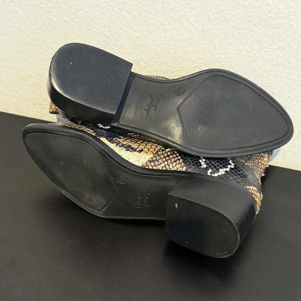 Western Snakeskin Chelsea‎ Boots Pointed Toe Block Heel Animal Print Womens 6 - Image 7
