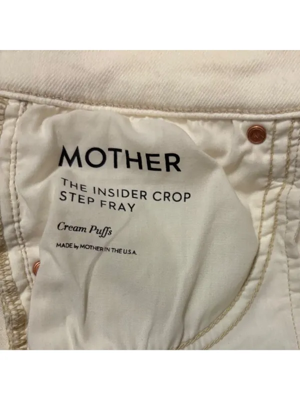 Mother The Insider Crop Step Fray Cream Puffs Jeans Size 29 - Image 9