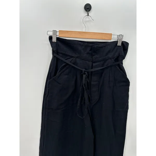 Free People Women Linen Trousers Small Black Lyla Wide Leg‎ Loose NWT - Image 6