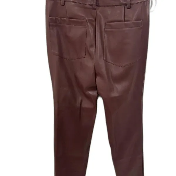 MESHKI Faux Leather Straight Leg Pant - Dark Chocolate Small - Image 4