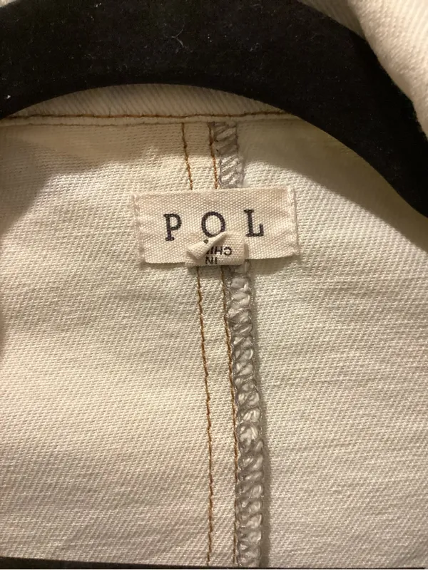 POL Cream Cotton Jacket with Contrast Stitching - Image 2