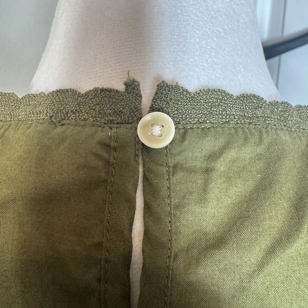 J.Crew Eyelet Lace Ruffle Blouse Tank Small Olive Green Cottage Peasant Boho - Image 6