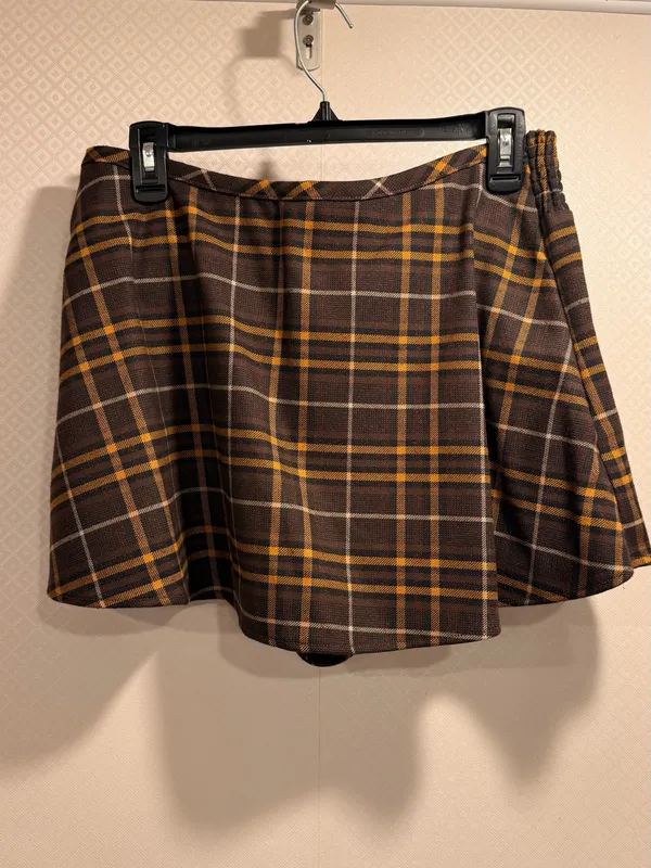 NWT Free People Brown Plaid Wrap Lightweight Summer Flowy Skort Size XS - Image 2