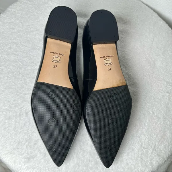 NWOB L.K. Bennett London Black Patent Leather Velvet Pointed Toe Loafers - Image 10