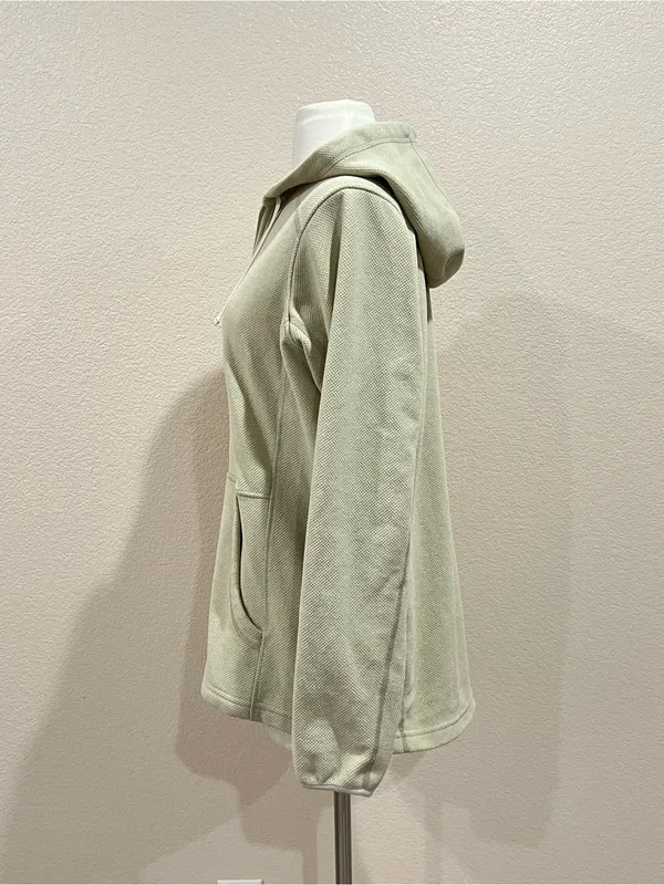 Duluth Trading Co Beige Brushed Waffle 1/2 Zip Hooded Pullover Size Small - Image 4