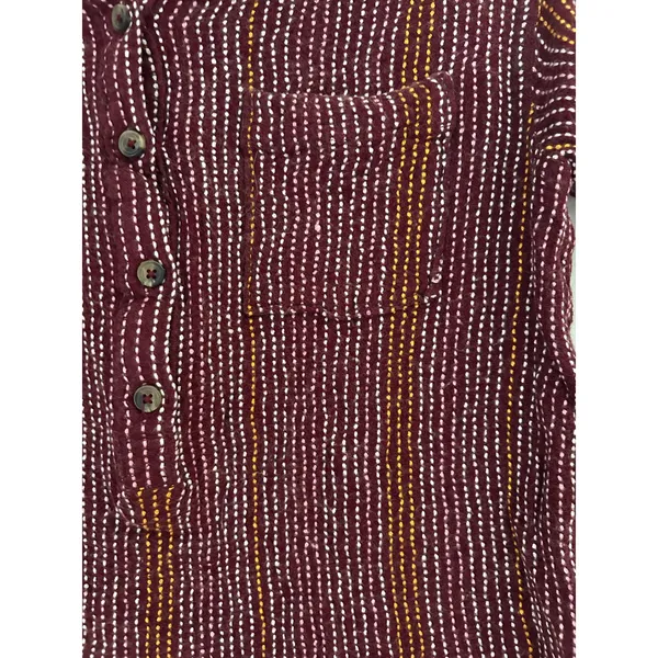 Anthropologie Burgundy Striped Button Back Long Sleeve‎ Shirt Womens Medium - Image 3