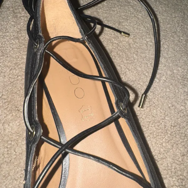 ALDO Ballet Black Alize Pointed Toe Lace-Up Flats - Image 3