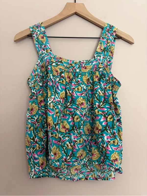 Natural Life Kate Pleated Tank Top Turquoise Small - Image 2